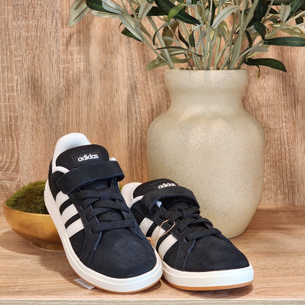 Adidas Grand Court OOs Fastening Strap Casual Sneakers Kids Black Shoes Size 13K - Picture 5 of 10